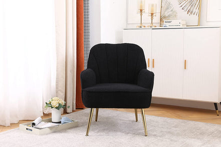 Golden-Legged Black Teddy Chair
