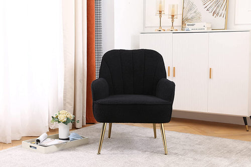 Golden-Legged Black Teddy Chair