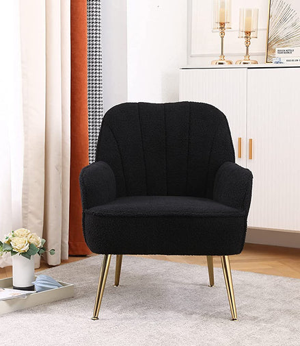 Golden-Legged Black Teddy Chair