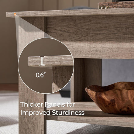 Lift Top Coffee Table with Hidden Compartment and Storage Shelf